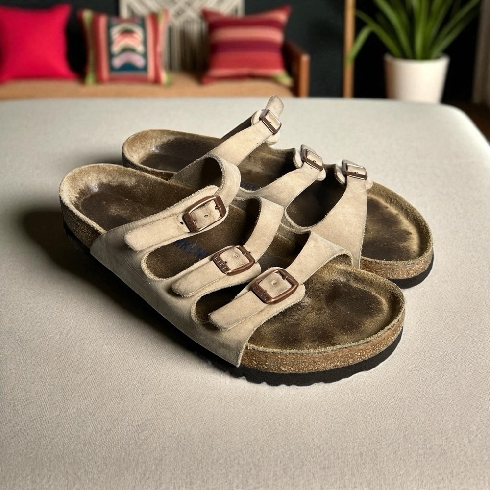 Birkenstock Florida Soft Footbed Sandals – Taupe Suede – Size EU 39